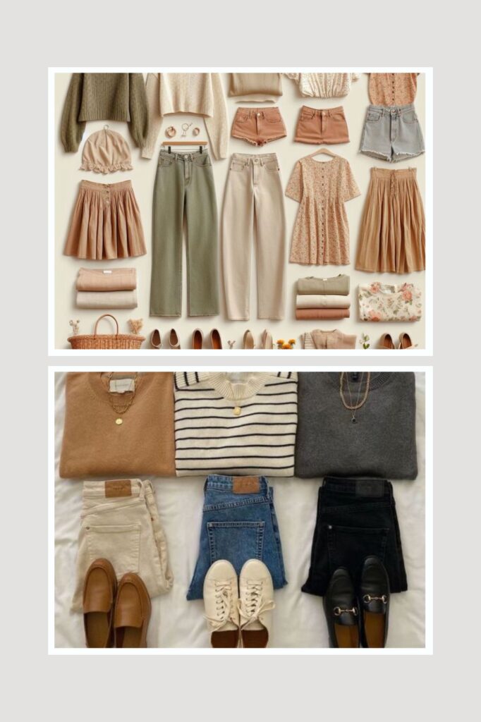 A collage of season wears