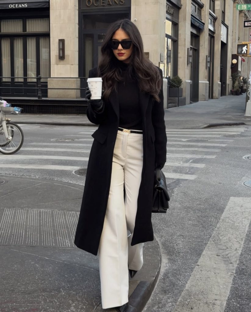 A lady layering in a very classy way