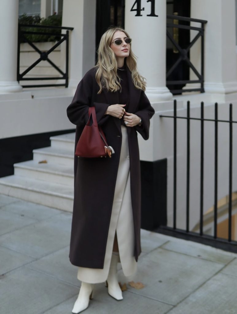 A beautiful lady styling white in fall