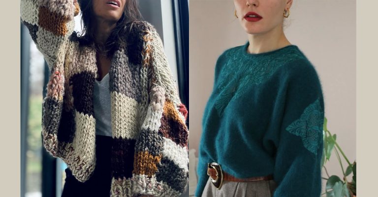A collage of knitwear