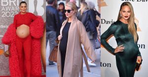 A collage of some beautiful and elegant pregnant celebrities