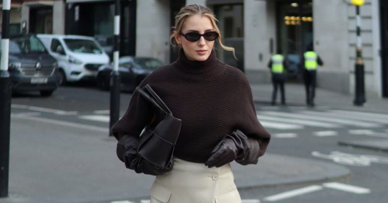 A beautiful lady styling white in fall