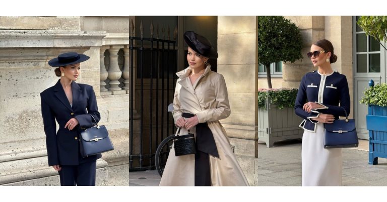 A collage of 3 beautiful vintage and modern mix looks